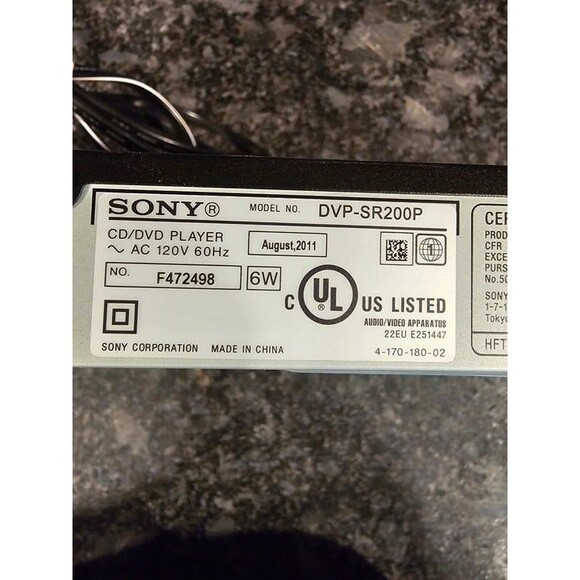 Sony DVP-SR200P DVD Player Tested and Working No Remote - Picture 9 of 9